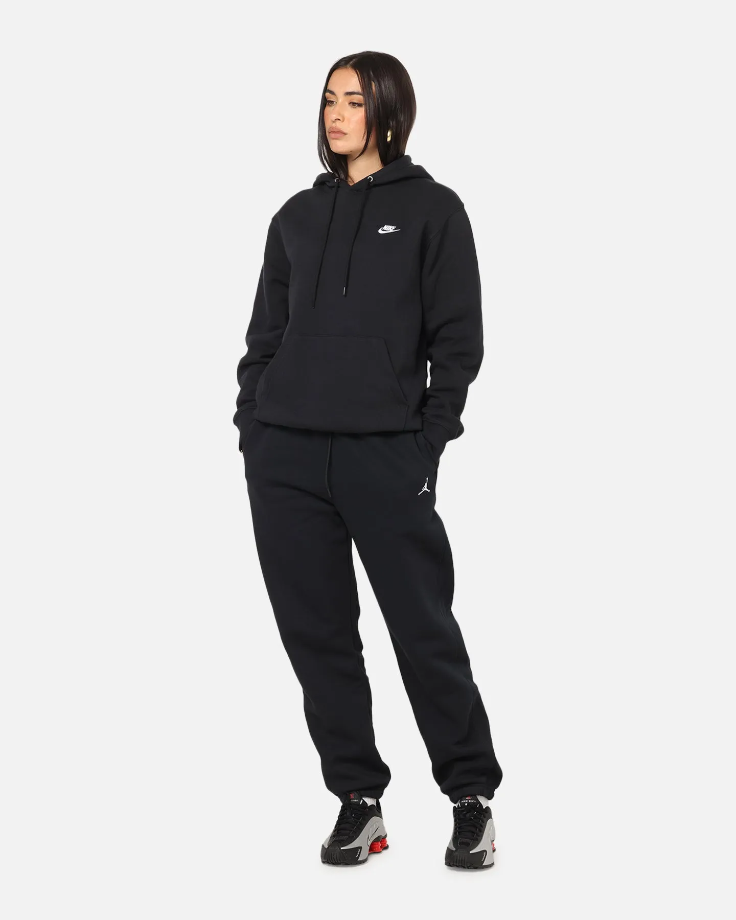 Lifestyle Scene Nike Club Pullover Fleece Hoodie Black/Black/White