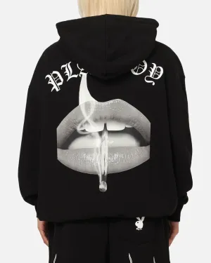 Stretch Knit Technology thermal fabric Playboy Gothic Mono Lips Hoodie Black