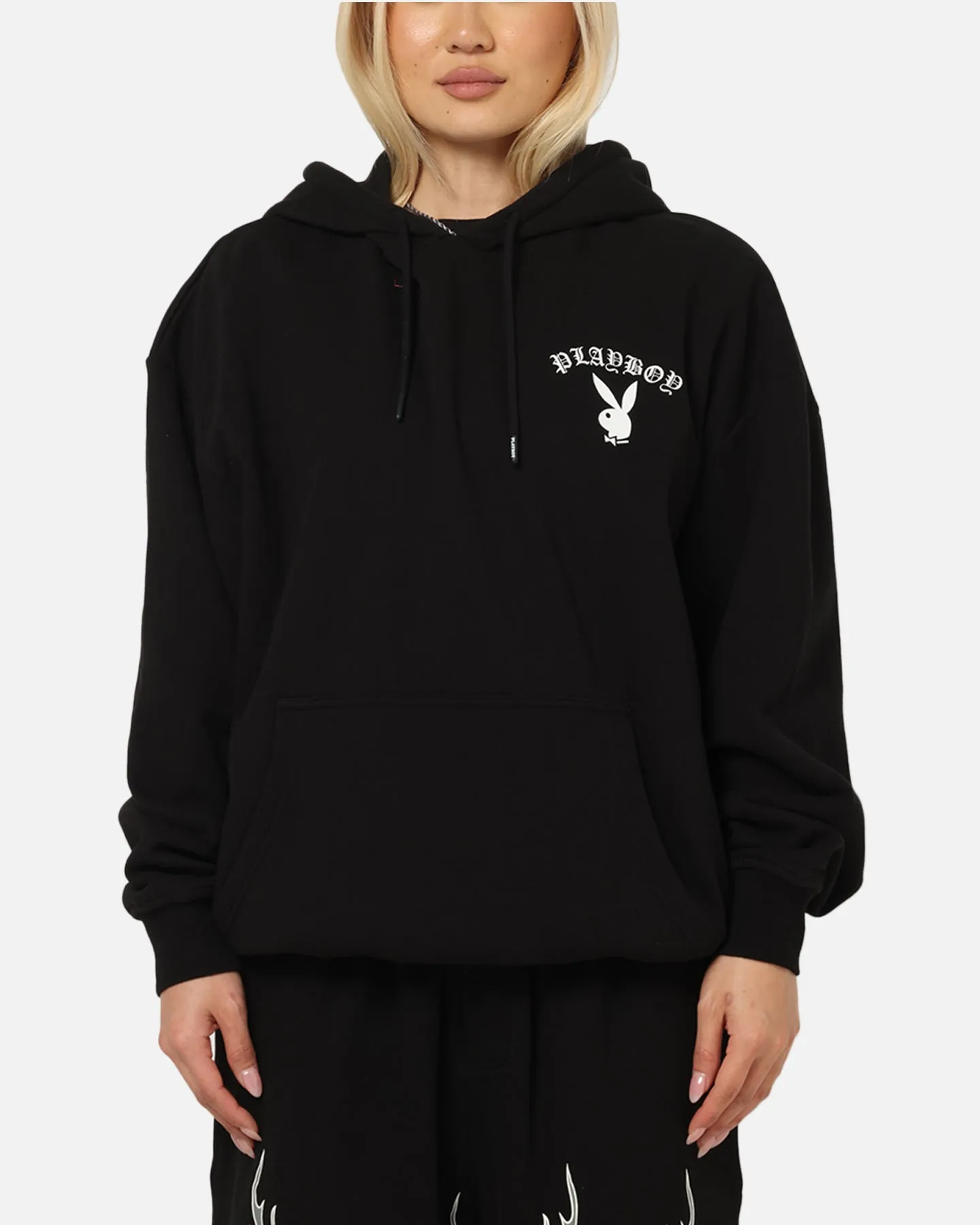 Playboy Gothic Mono Lips Hoodie Black Gothic style