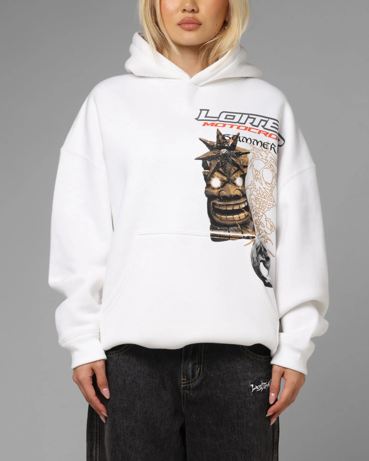 Loiter Summer Motocross Hoodie White Raglan sleeves Street Mood