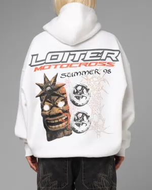 Rugged Build school setting Loiter Summer Motocross Hoodie White