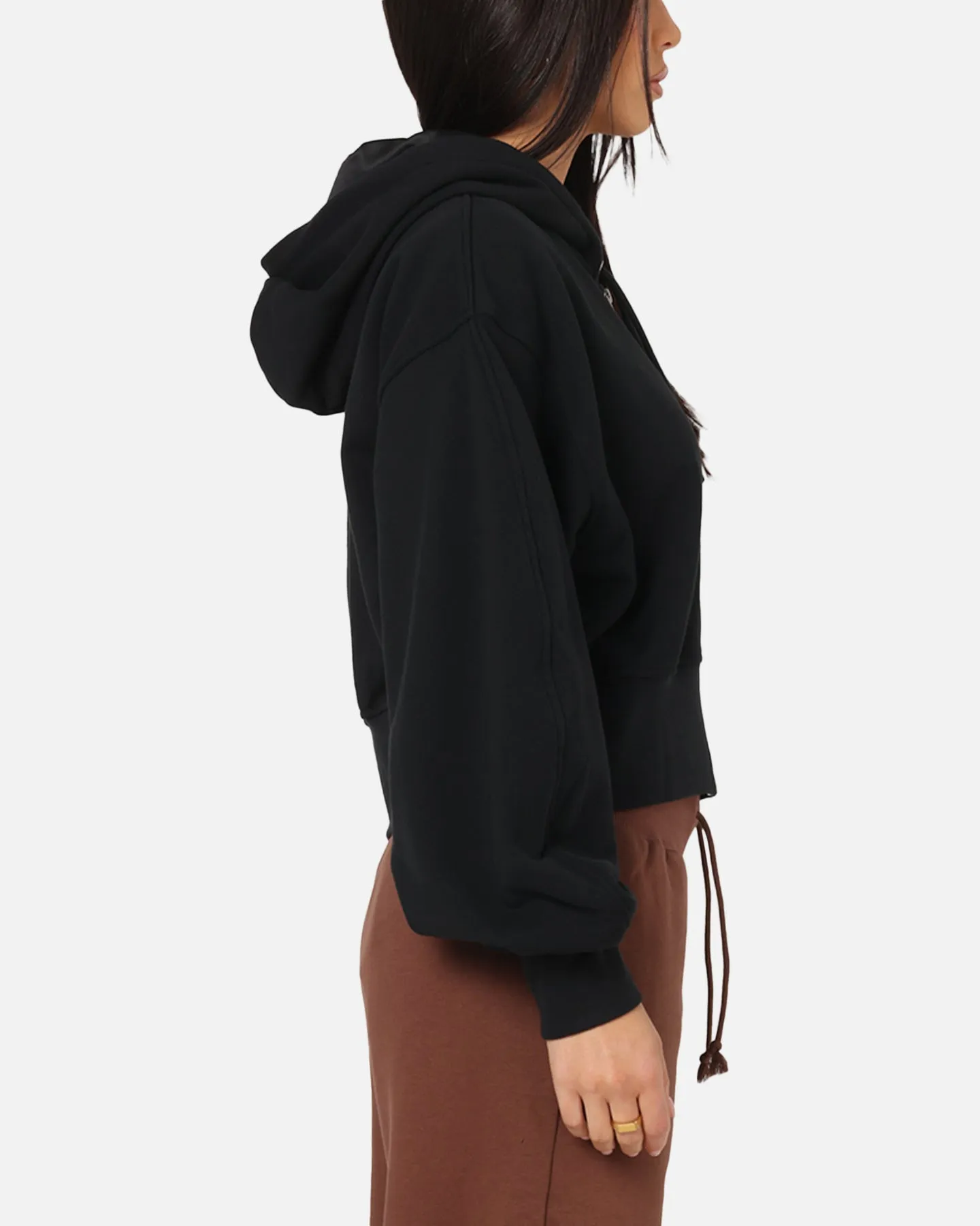 Streetwear Jordan Women's Flight Fleece Satin-Lined Hoodie Black/Dark Smoke