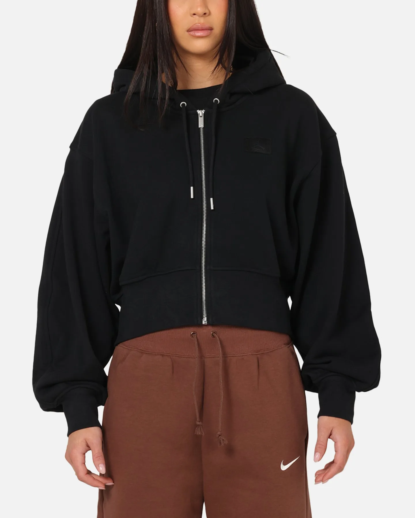 Jordan Women's Flight Fleece Satin-Lined Hoodie Black/Dark Smoke Trend-Driven