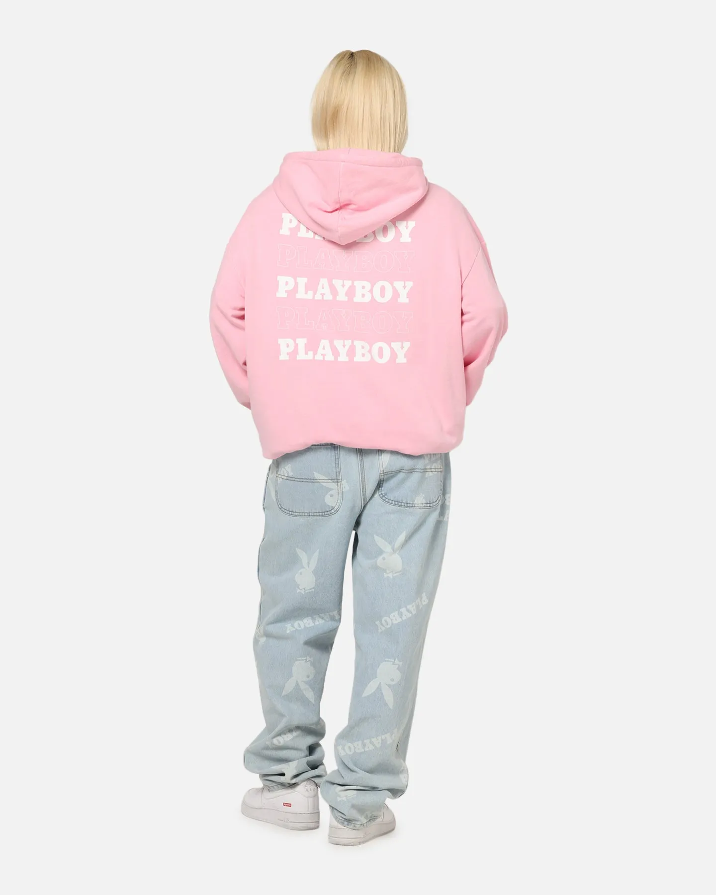 Playboy Stack Washed Hoodie Washed Pink Ultralight Padding Jaguar like