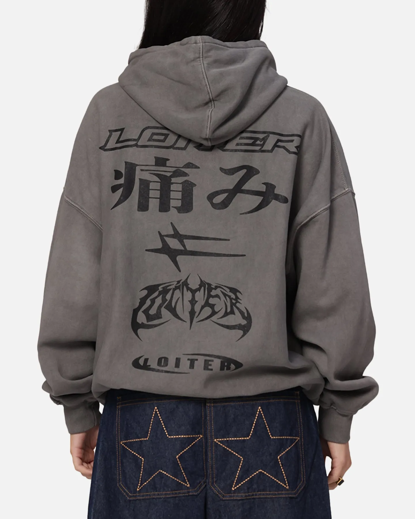 Loiter Ultimate Pain Hoodie Washed Charcoal Street Scene Style