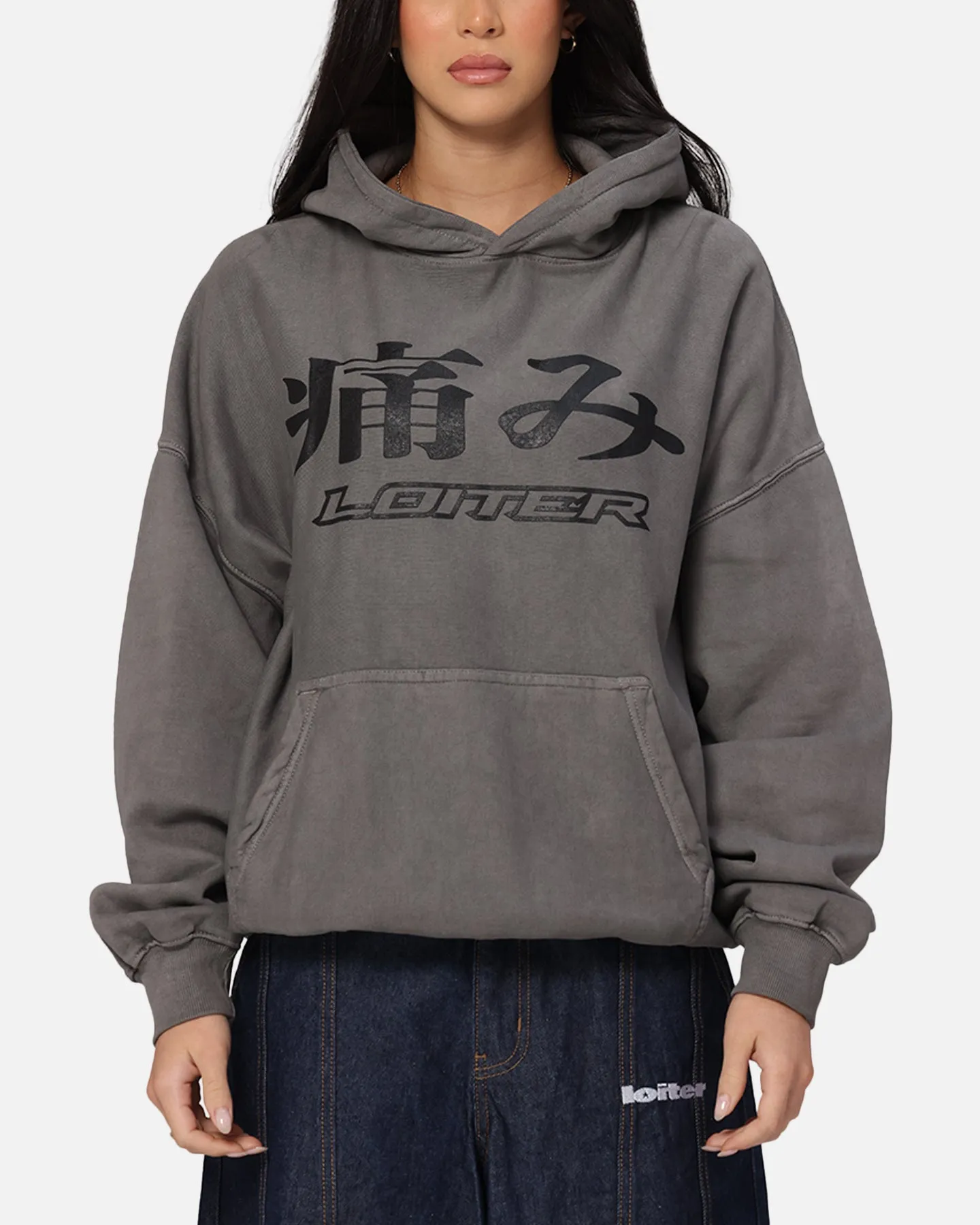 Loiter Ultimate Pain Hoodie Washed Charcoal Hippie style