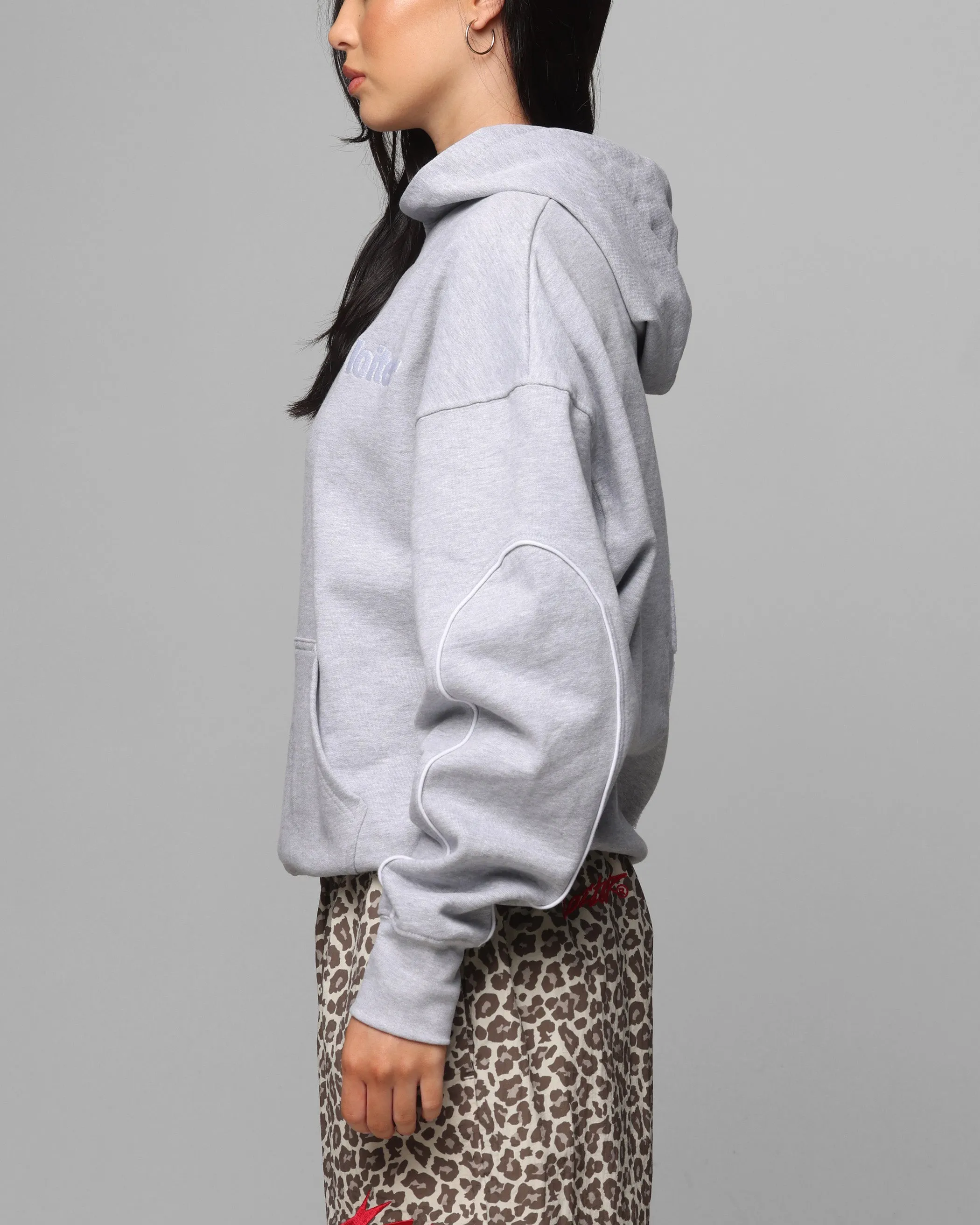 Loiter Pin Line Premium Hoodie Grey Marle Low Profile Design Thermal Regulating Fabric