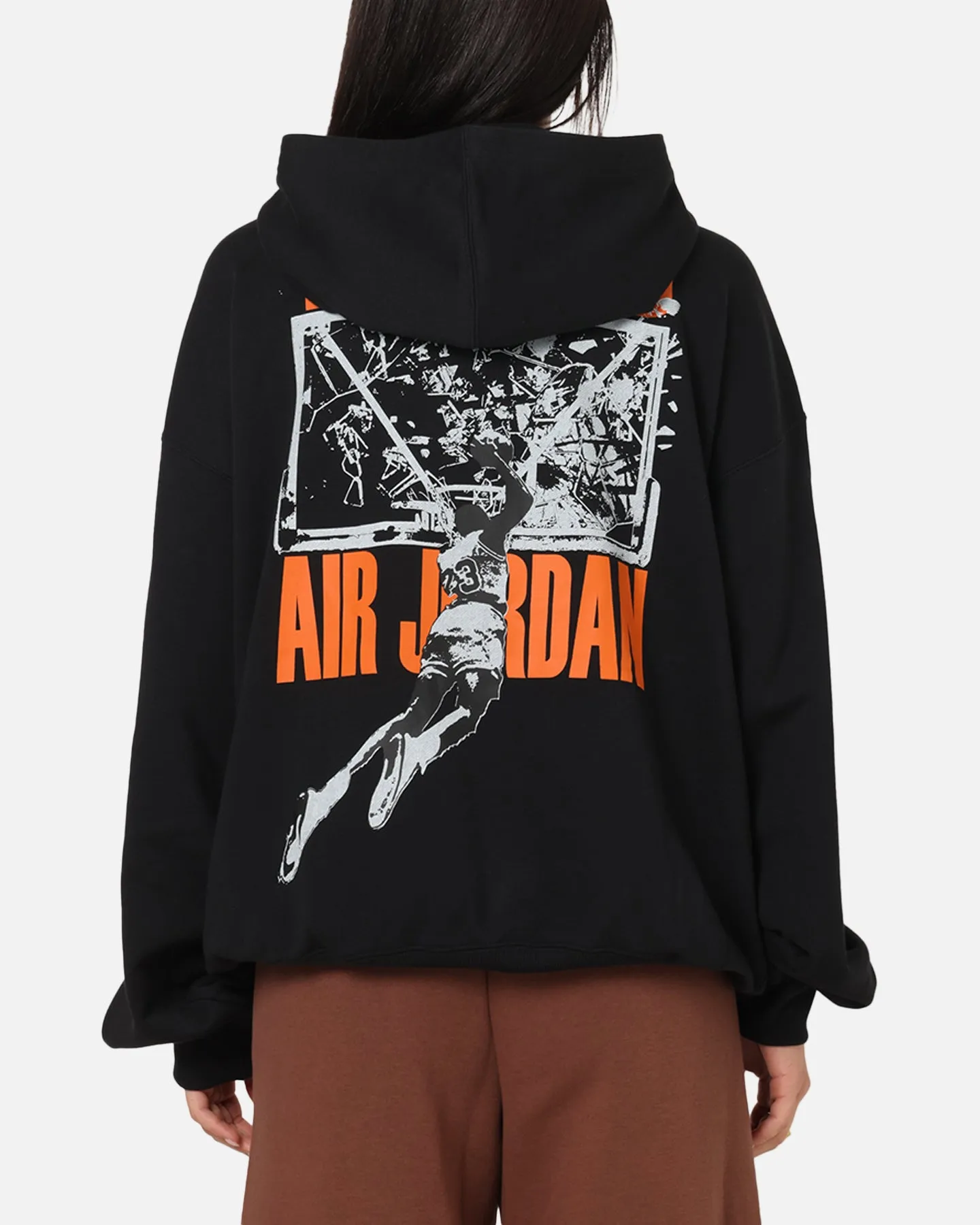Jordan Brooklyn Shattered Back Board Oversized Pullover Hoodie Black Ant like Muskrat like