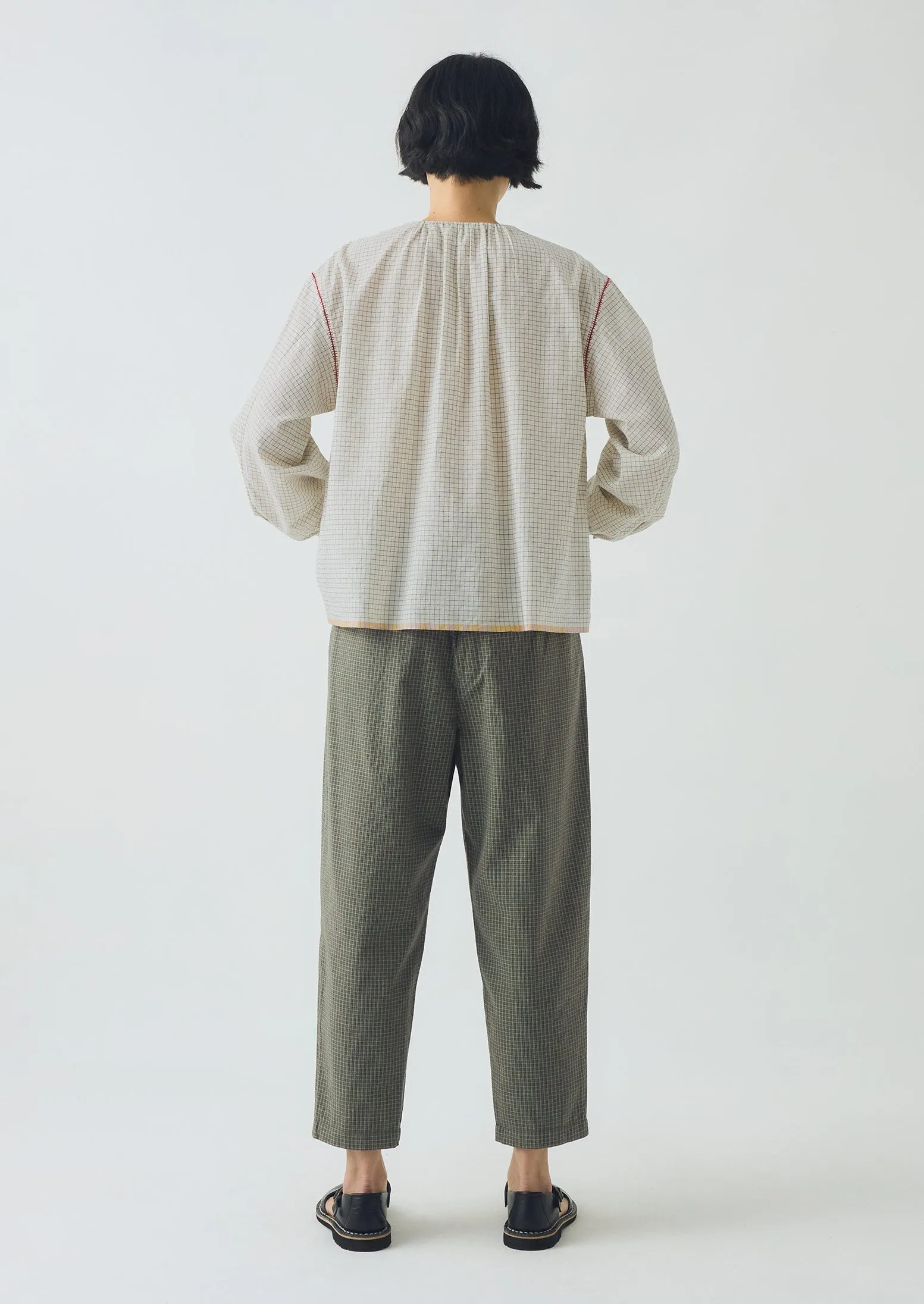 Sleek Look Lined interior Alix Pixel Check Pants | Matcha Green