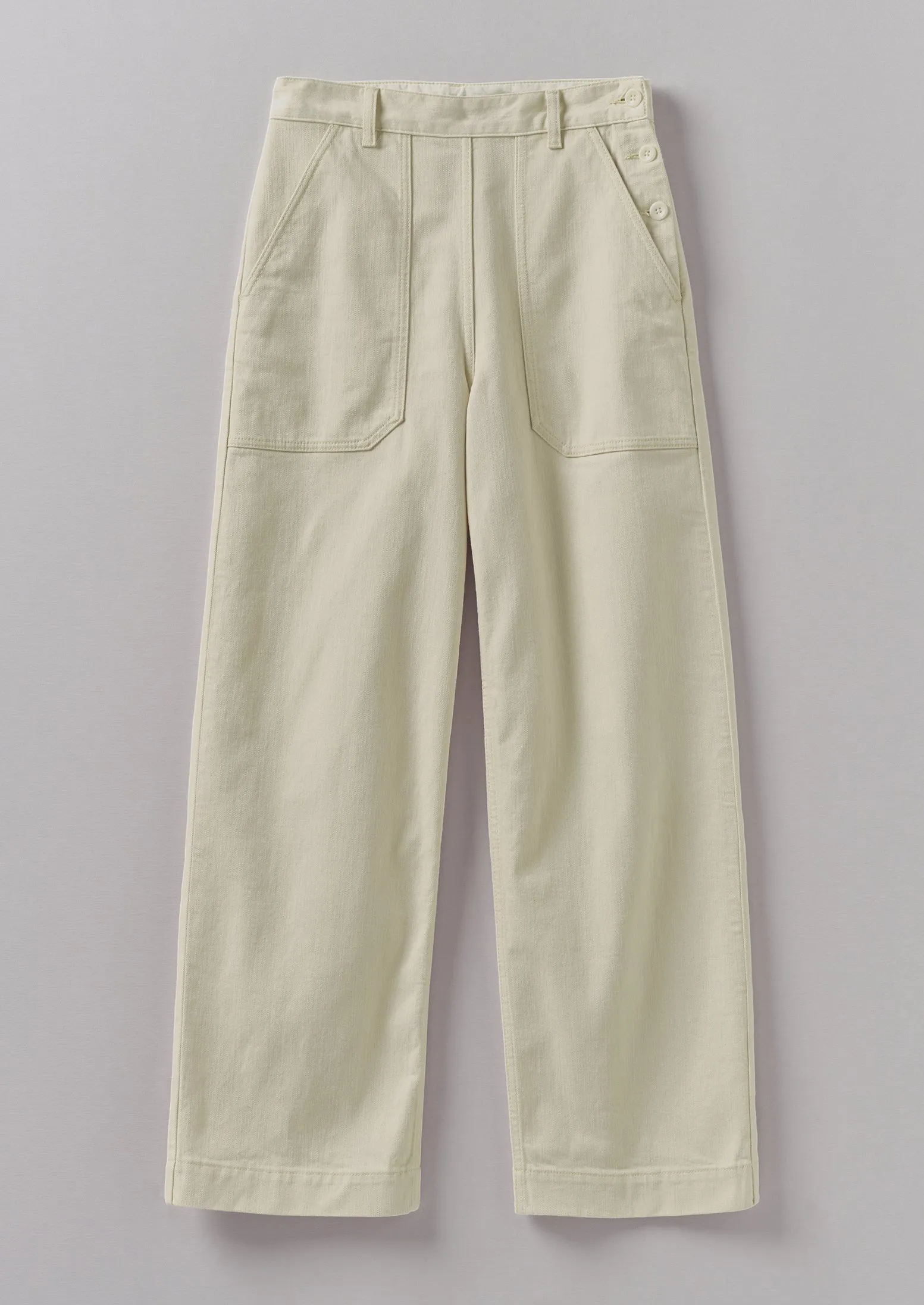 Relaxed Cut All Season Annie Organic Denim Full Length Jeans | Ecru