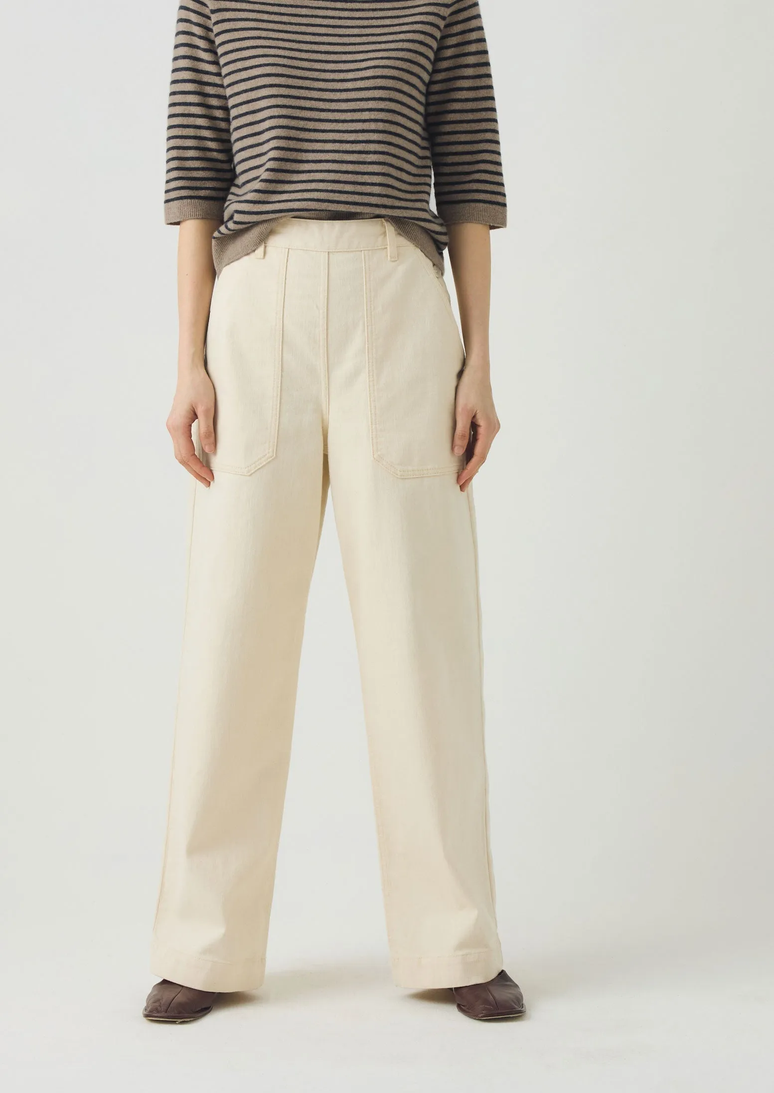 No Ride Up Design Light support Annie Organic Denim Full Length Jeans | Ecru