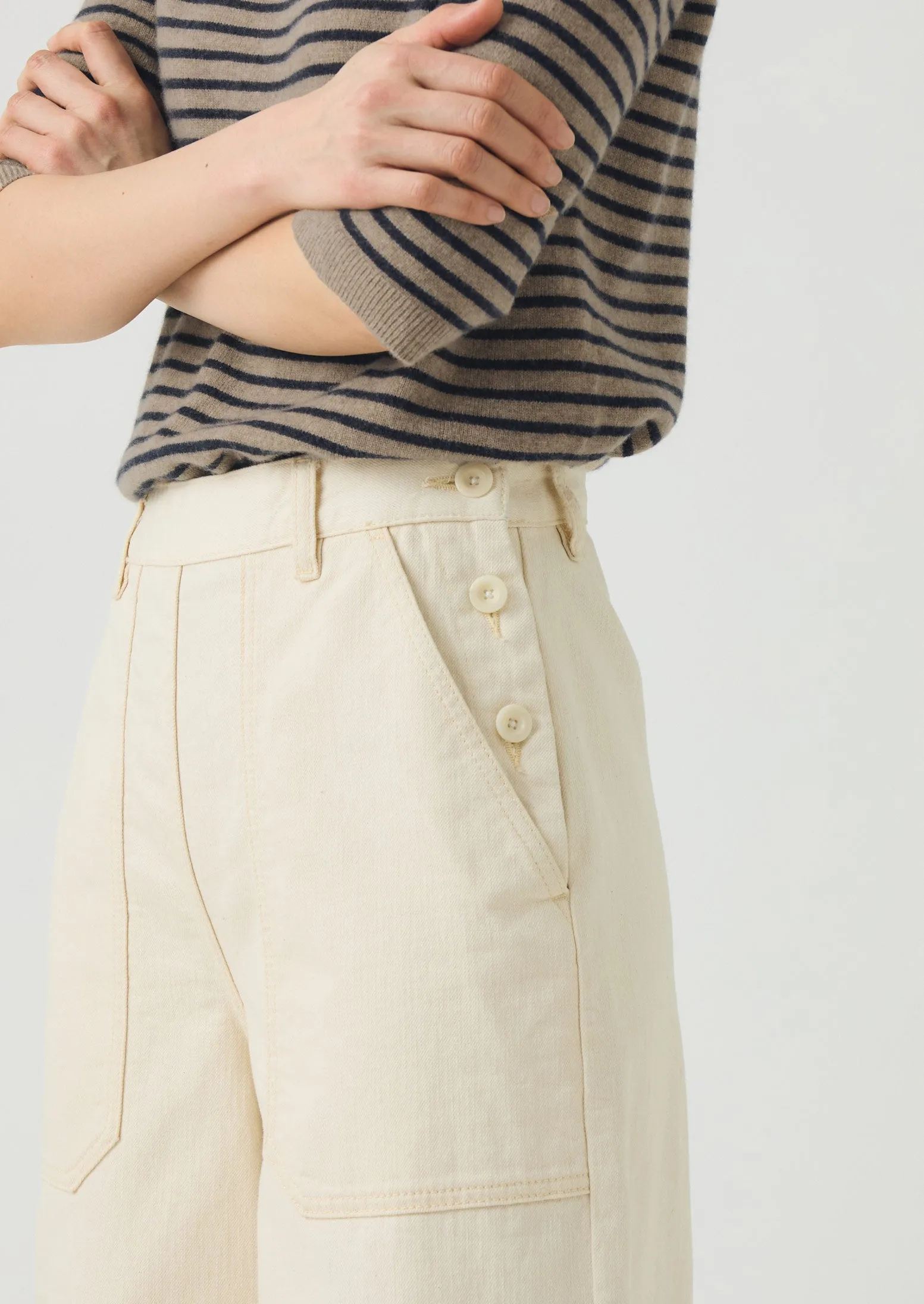Annie Organic Denim Full Length Jeans | Ecru Dressy look Functional Style