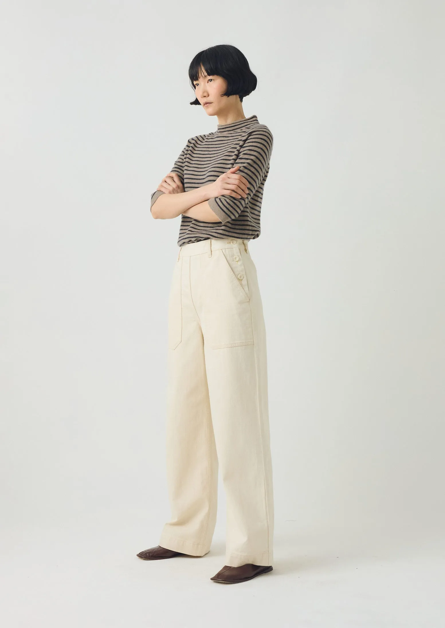 Annie Organic Denim Full Length Jeans | Ecru Cozy Look Day Wear