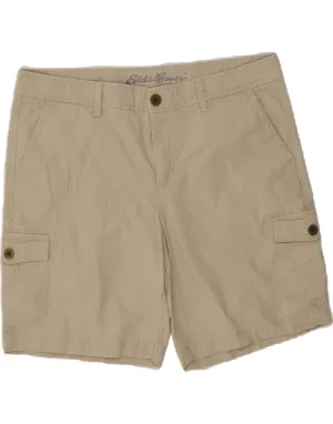 Double Layered Hem EDDIE BAUER Womens Cargo Shorts US 12 Large W36 Beige Check Cotton