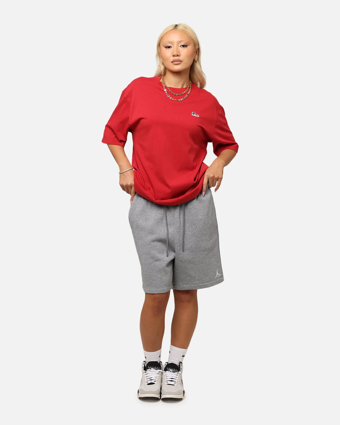 Jordan Brand Sneaker Patch Crew T-Shirt Varsity Red Ultra Soft Texture Layered Look
