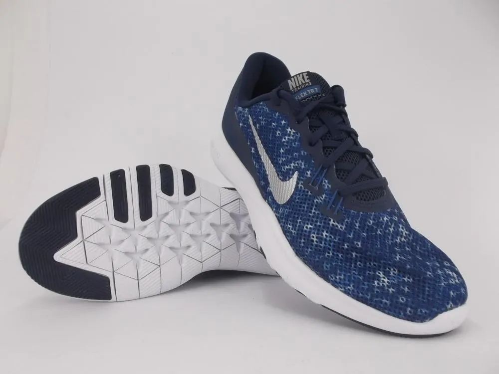 Nike Flex Trainer scarpa fitness da donna 7 917714 400 binary blue-metallic silver traditional shoes running on gravel shoes