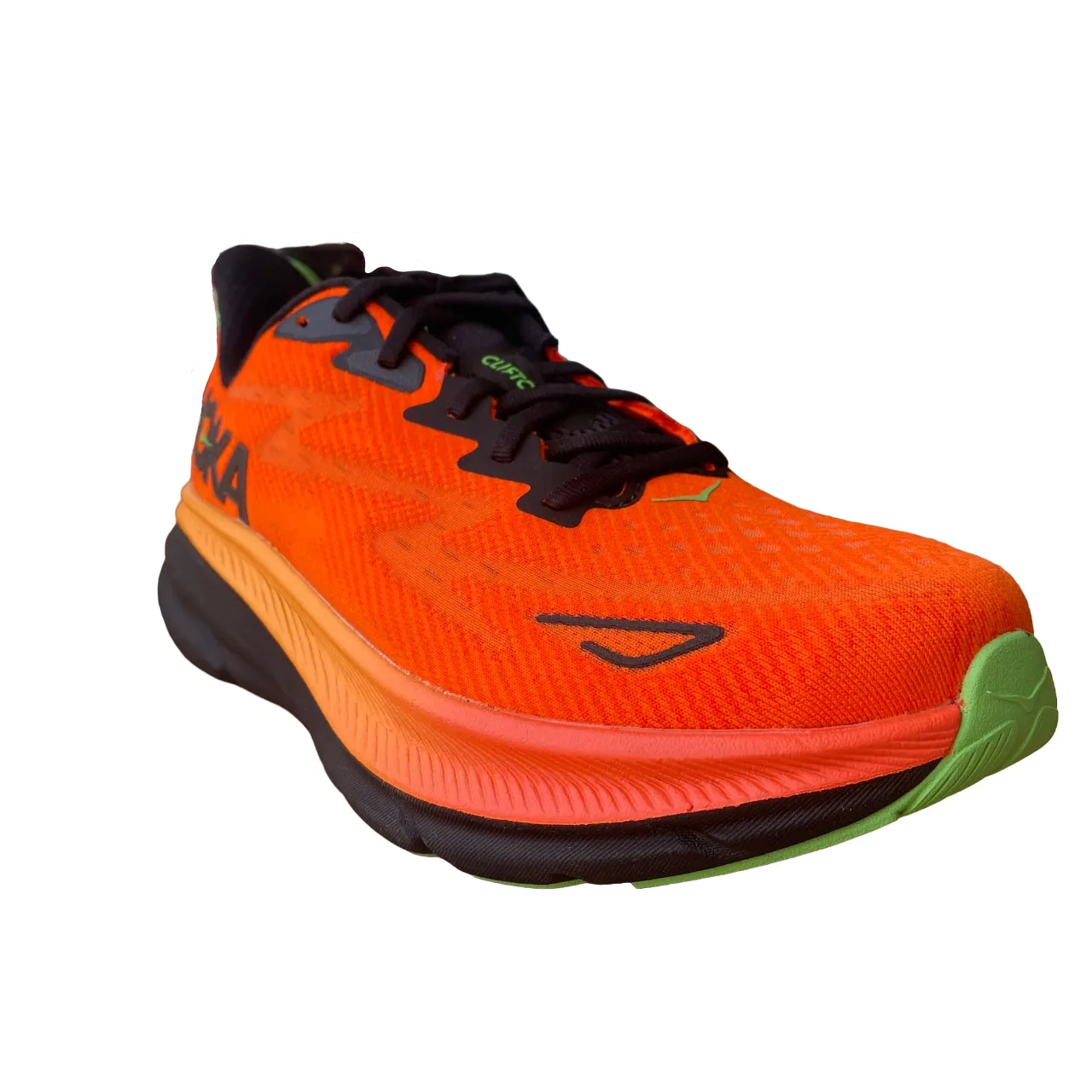 Hoka One One scarpa da corsa da uomo Clifton 9 1127895/FVOR rosso-arancio running in a nature reserve shoes