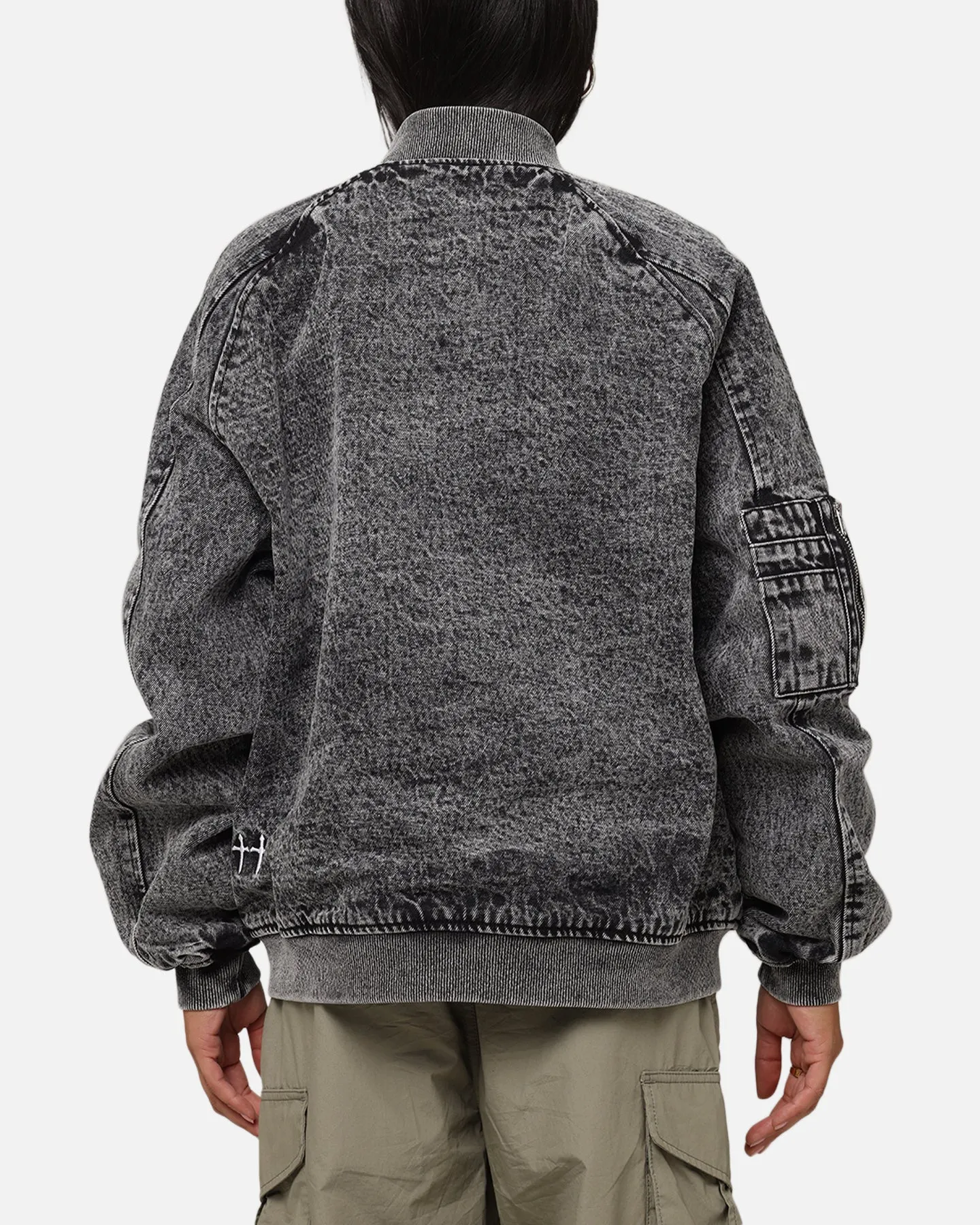 Skill Surfer Saint Morta Flight Denim Jacket Black Stonewash