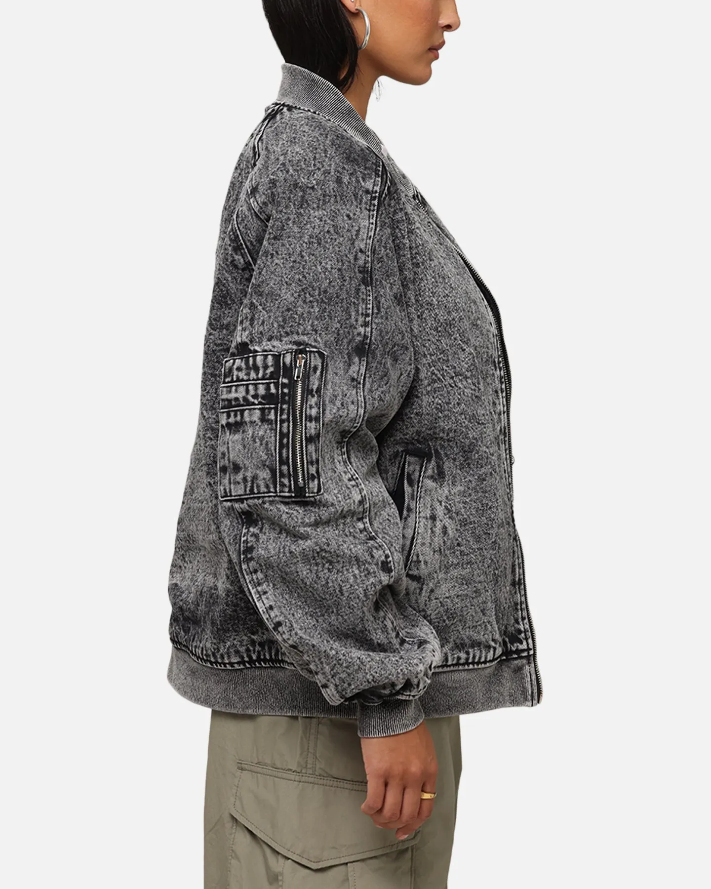 Saint Morta Flight Denim Jacket Black Stonewash Insulated Core Quick Release Buckles