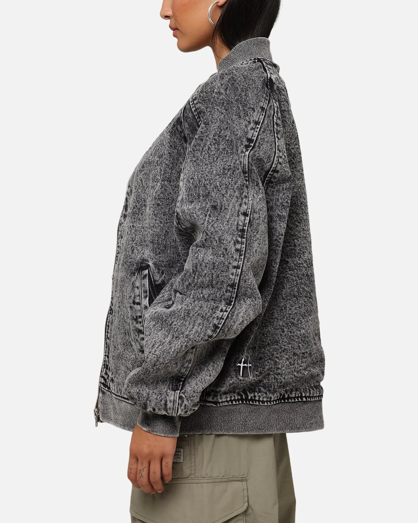 Saint Morta Flight Denim Jacket Black Stonewash Share