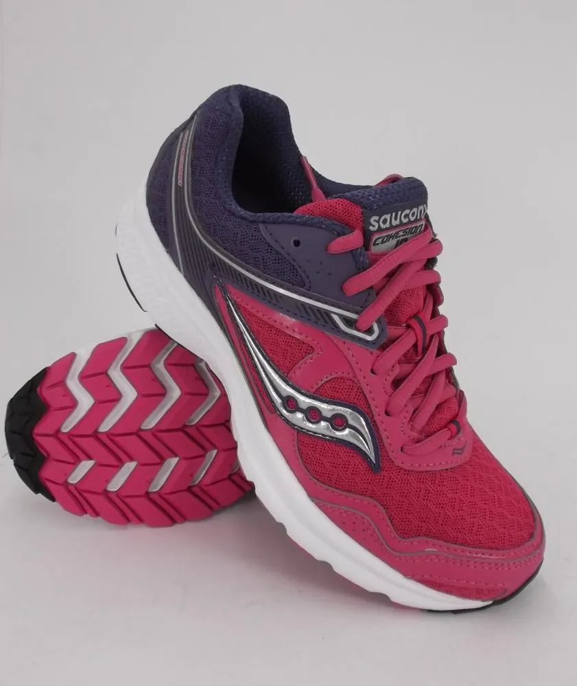 rough - surface running wear Ankle Hugging Fit Saucony Grid Cohesion 10 scarpa donna running S15333 11 pink blu silver