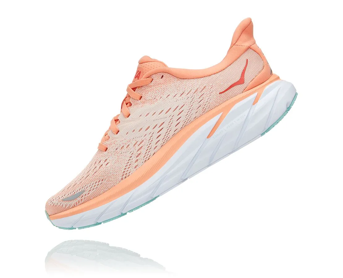 Hoka One One scarpa da corsa da donna Clifton 8 1119394/CSPY cantaloupe/silver peony Grip Technology Neutral Stability Frame