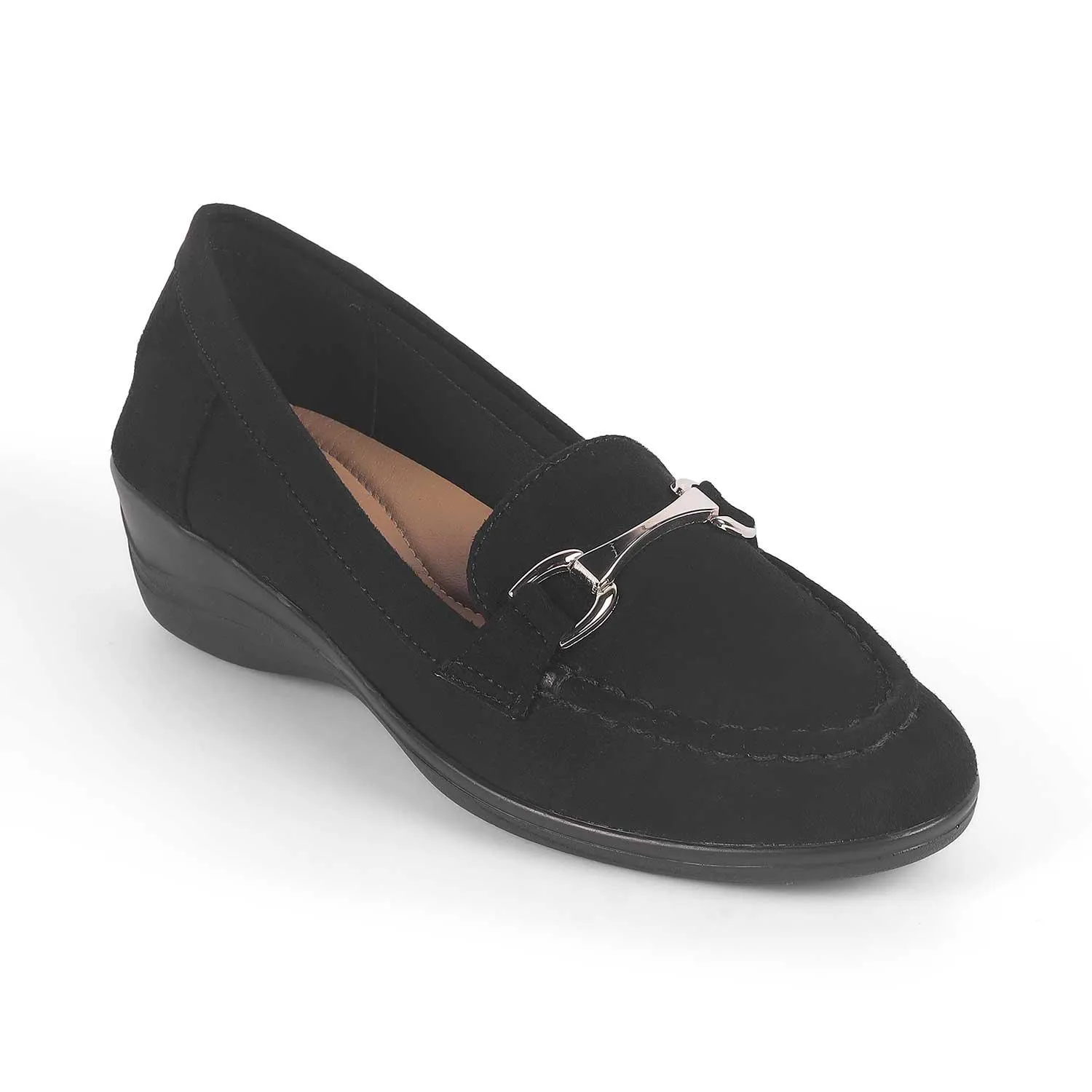 Tresmode Lucia Black Women's Casual Wedge Loafers Weekend Casual