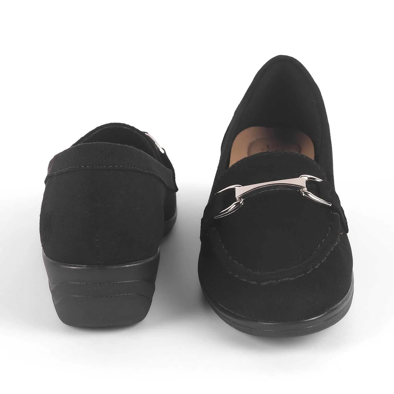 Stable Walk Tresmode Lucia Black Women's Casual Wedge Loafers