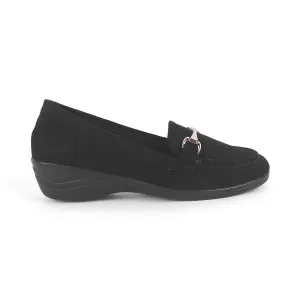 Tresmode Lucia Black Women's Casual Wedge Loafers Practical Casual Shoes