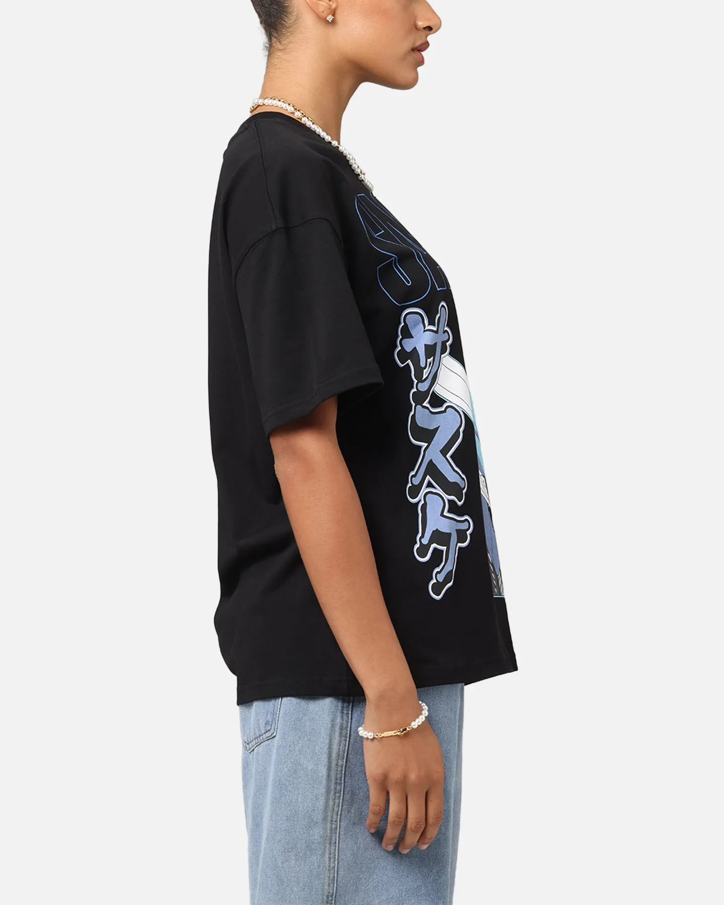 Goat Crew X Naruto Sasuke T-Shirt Black Simple Style ReinforcedNeckline