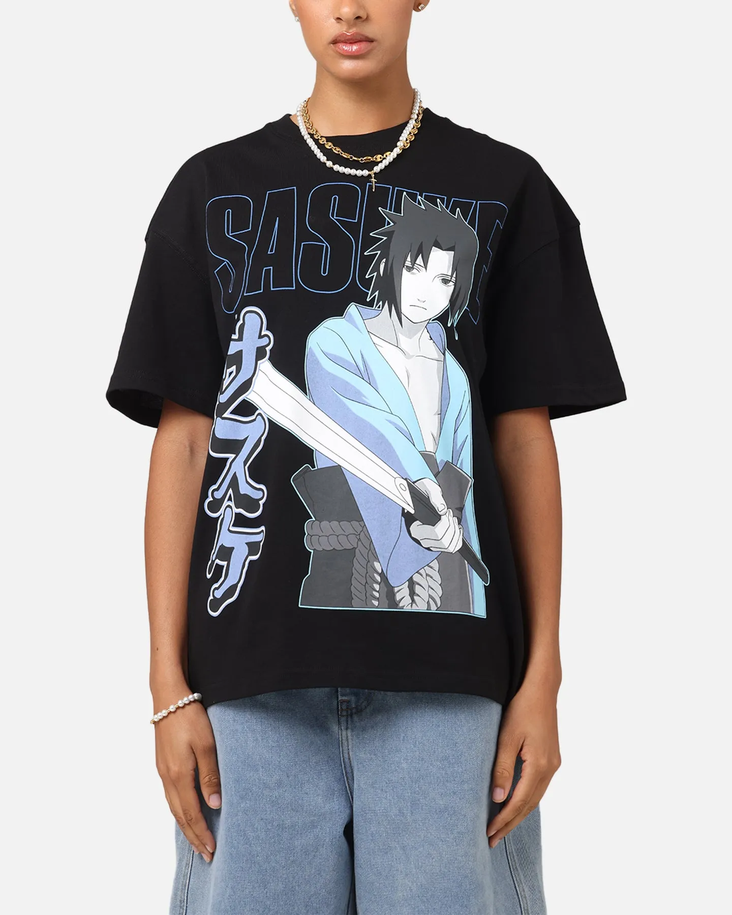 Goat Crew X Naruto Sasuke T-Shirt Black Casual Essential Soft and Flexible