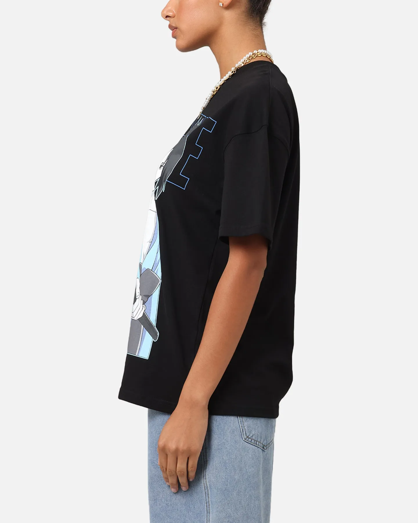 Goat Crew X Naruto Sasuke T-Shirt Black Leather combination Cool and Relaxed