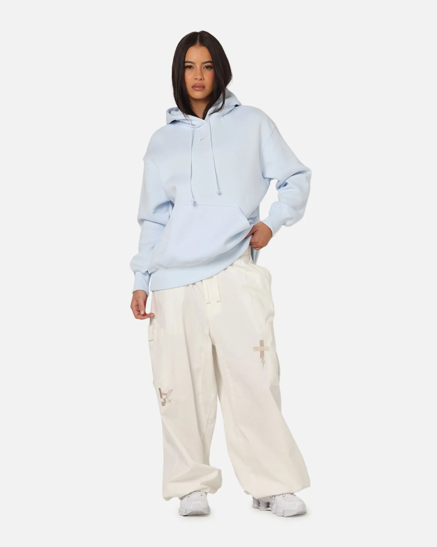 Nike Women's Sportswear Phoenix Fleece Oversized Pullover Hoodie Blue Suburban style Pig like