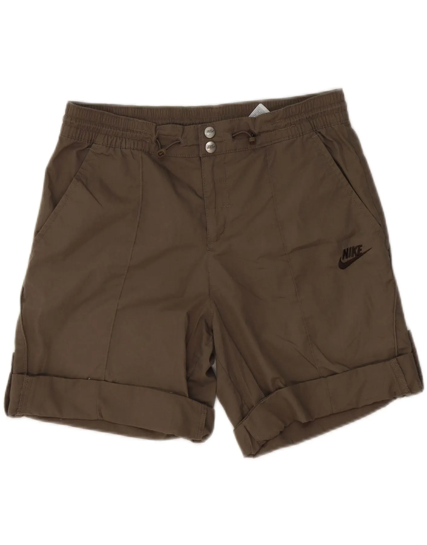 NIKE Womens Chino Shorts UK 10/12 Medium W30 Khaki Polyester Waterproof Feature Soft Feel