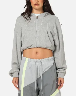 Nike Women's Sportswear Full-Zip Cropped French Terry Hoodie Grey Neutral palette
