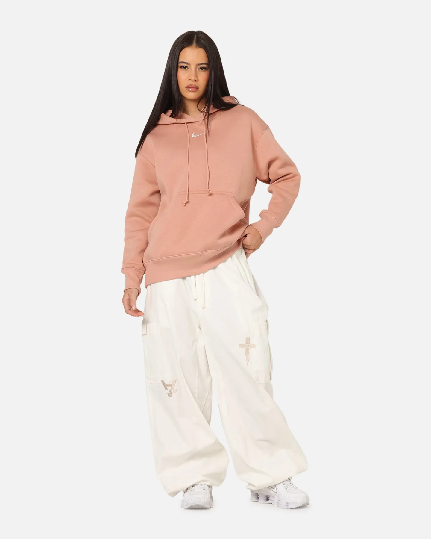 Pastel color Zip Pocket Nike Women's Sportswear Phoenix Fleece Oversized Pullover Hoodie Rose Gold