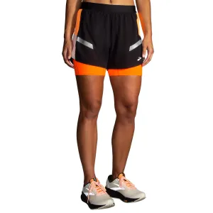 Brooks Womens Run Visible 2.0 4" 2in1 Shorts Microfiber Blend Fabric