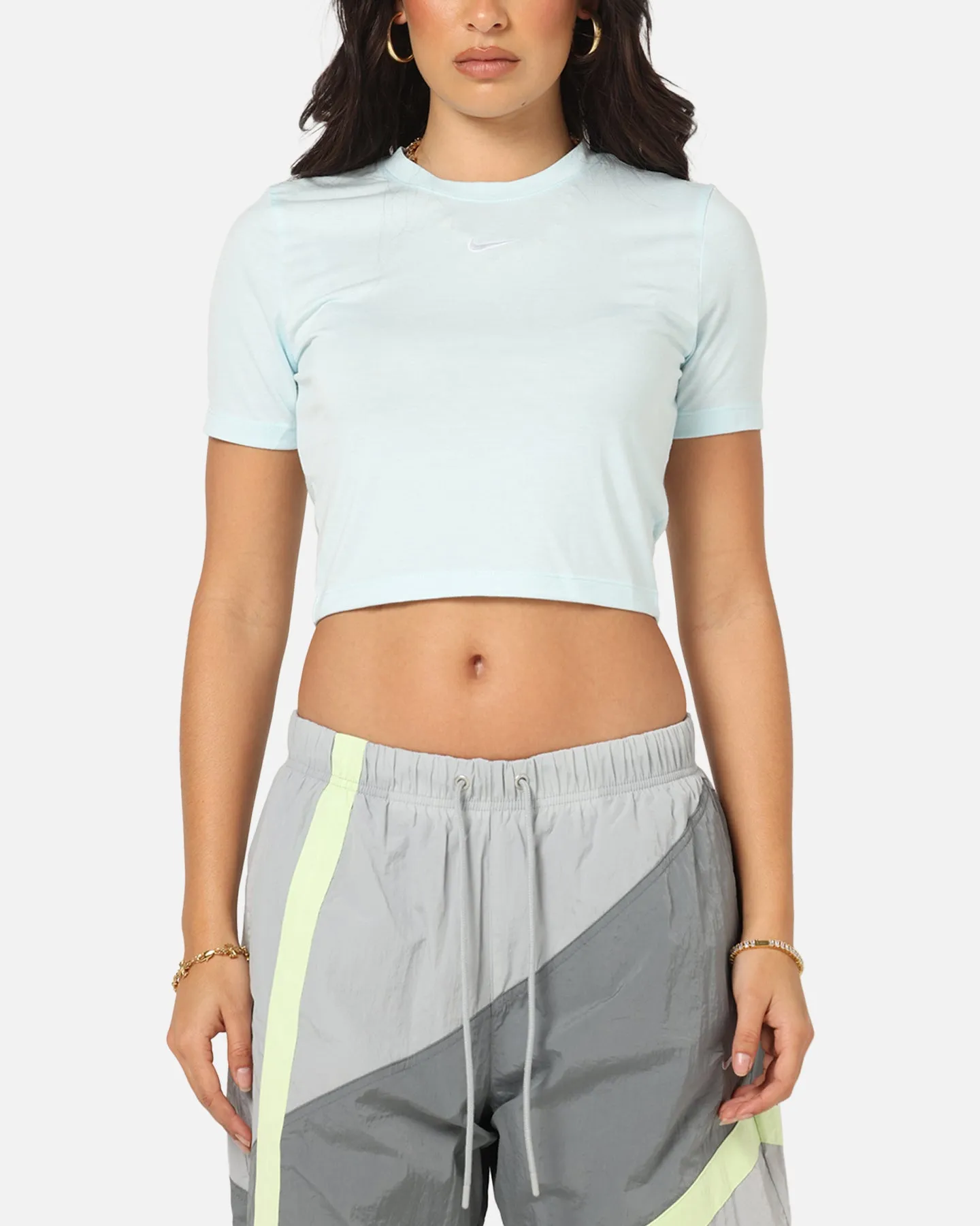 Micro Perforation Nike Women's Sportswear Essential Slim Cropped T-Shirt Glacier Blue/White