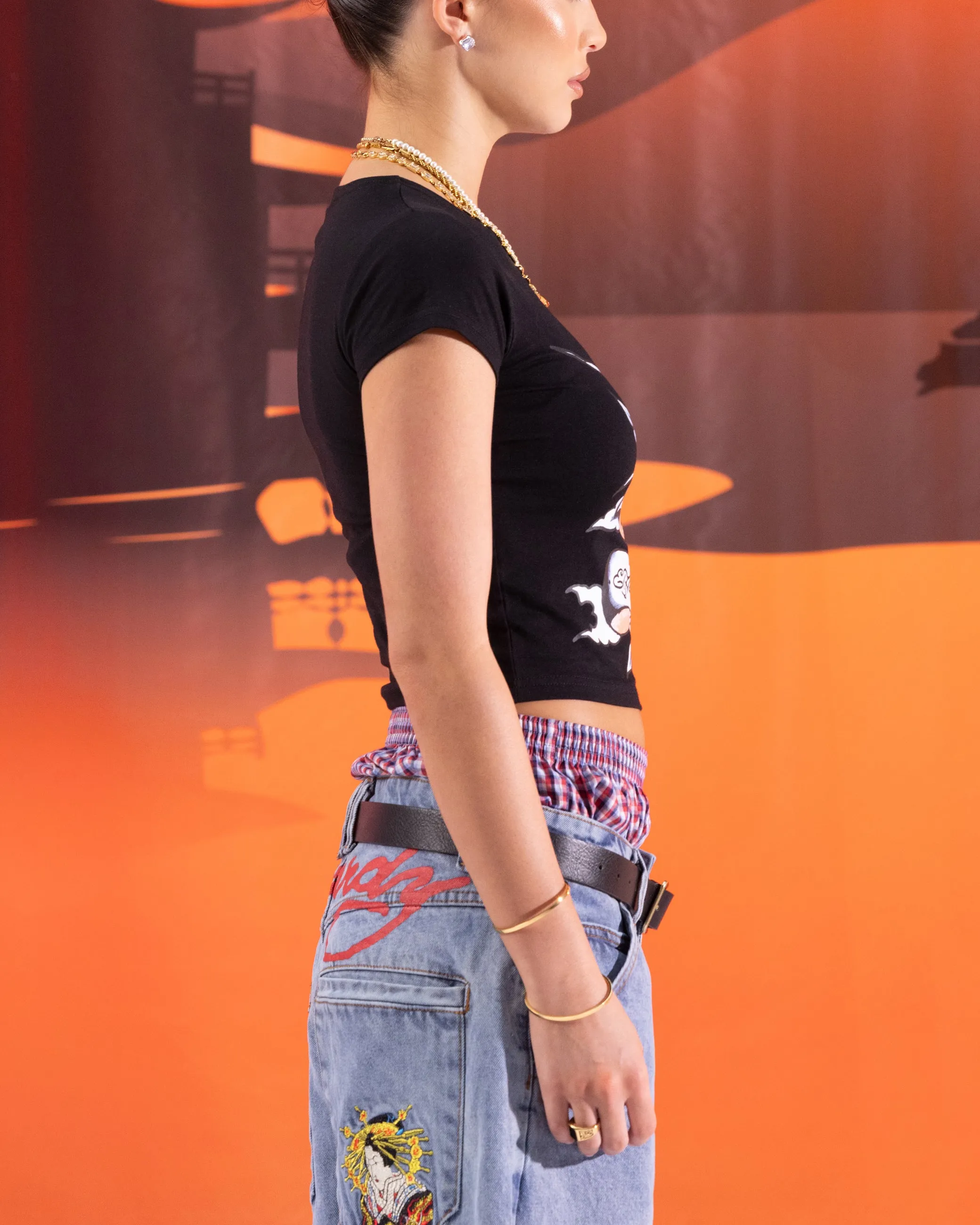 Chic Fit Ed Hardy Women's Swallow Baby T-Shirt Black