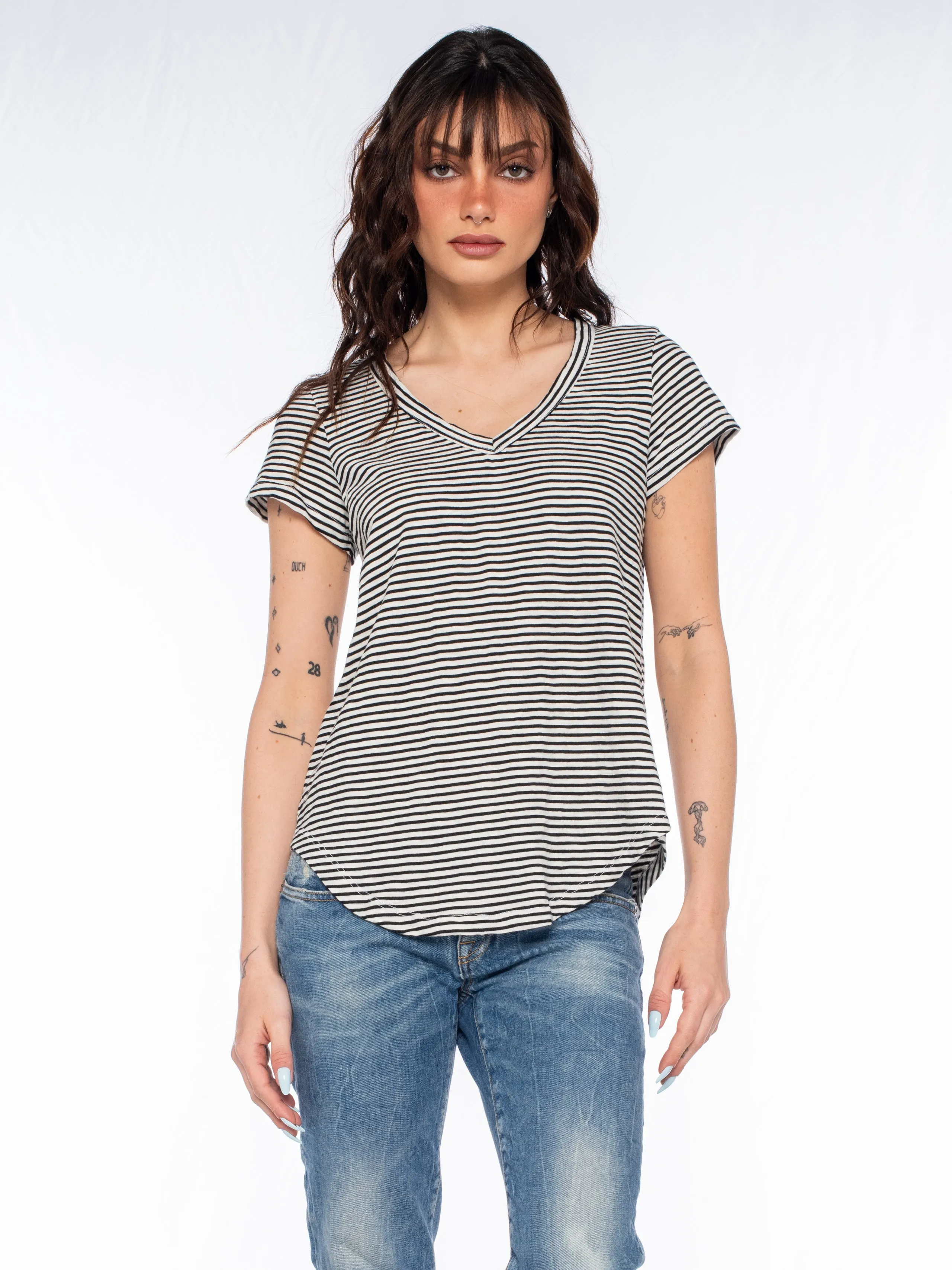 V-Neck Short Sleeve Shirttail Casual Vibe Wear AllDay Comfort