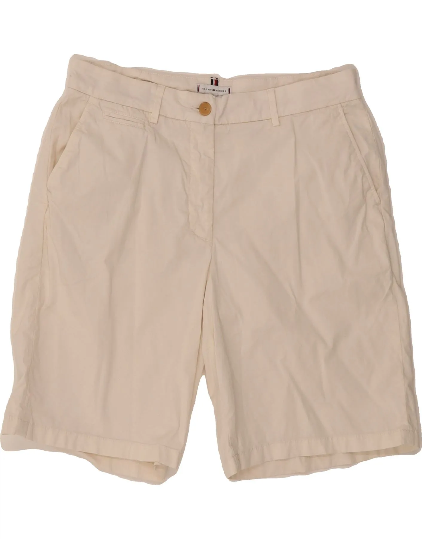 TOMMY HILFIGER Womens Chino Shorts UK 12 Medium W32 White Cotton Dynamic Tension Control Travel Fit