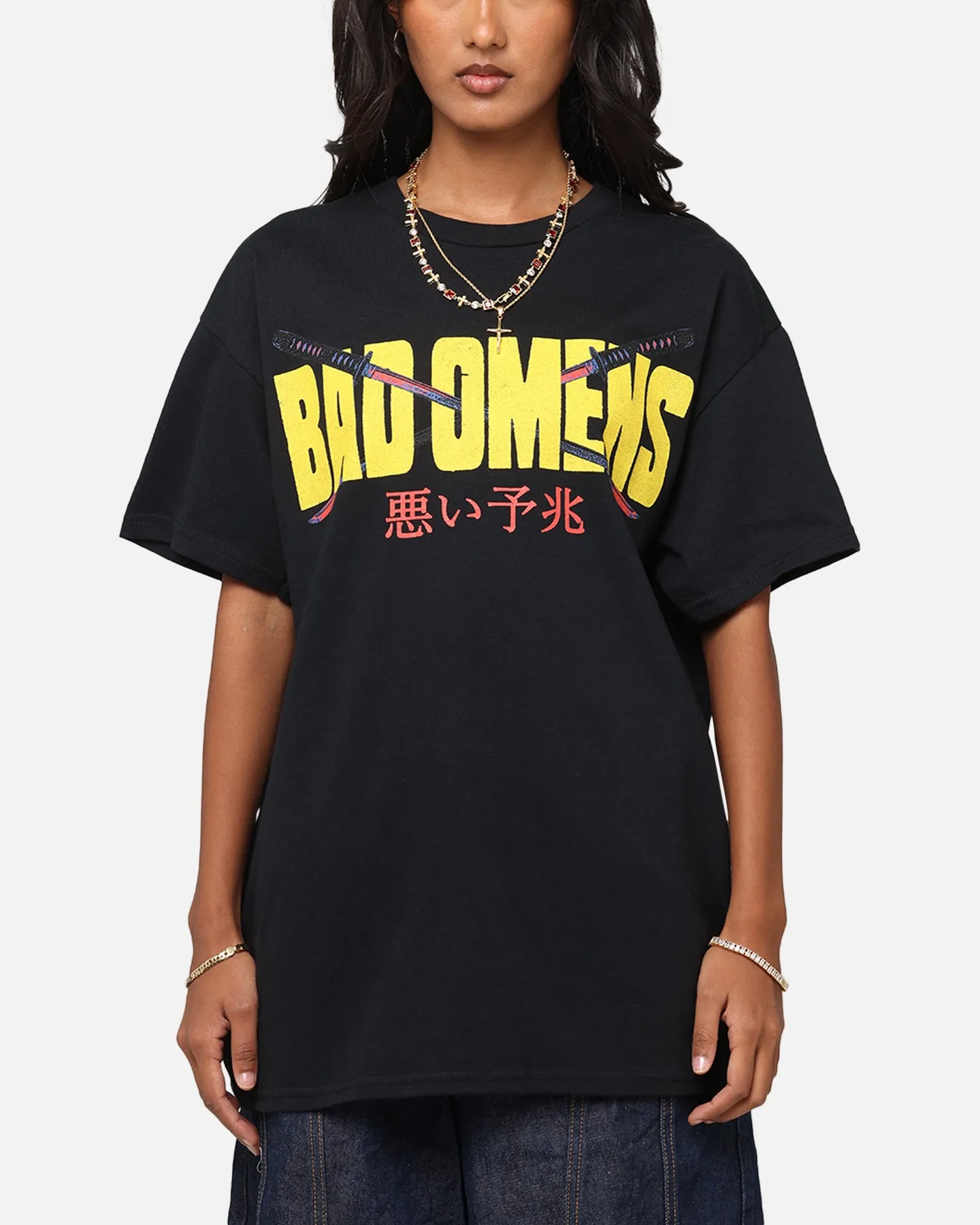Sustainable production Trendy All-Day Bad Omens Samurai Girl T-Shirt Black