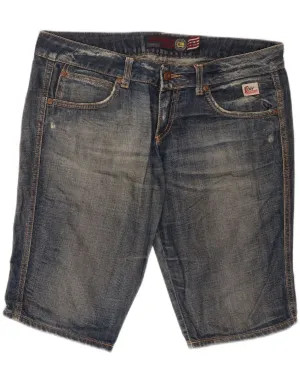 All Purpose Utility Fit Quick Adjust Toggles ROY ROGERS Womens Denim Shorts W31 Large Navy Blue Cotton