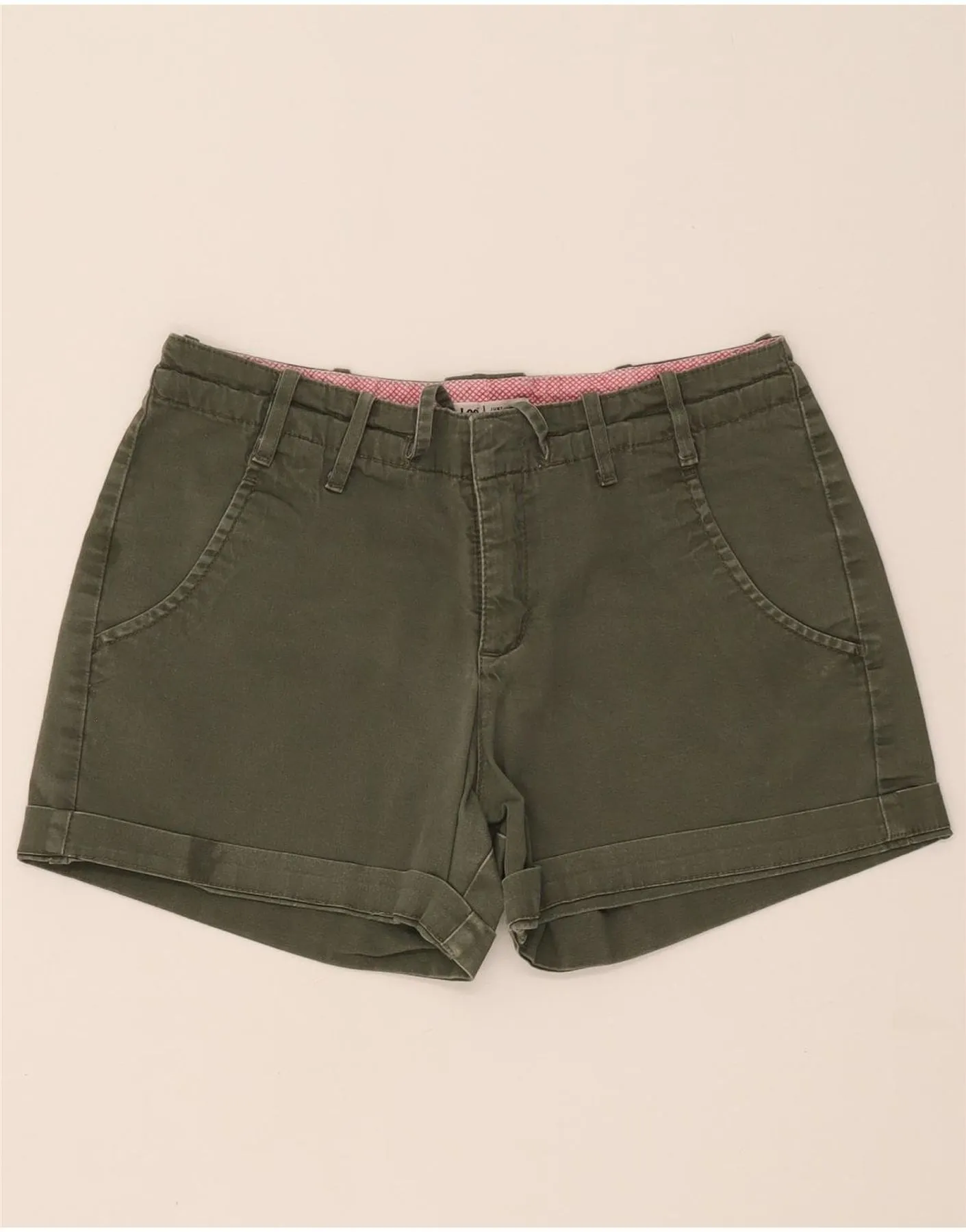 LEE Womens Casual Shorts US 4 Small W28  Khaki Cotton cyclists club wear