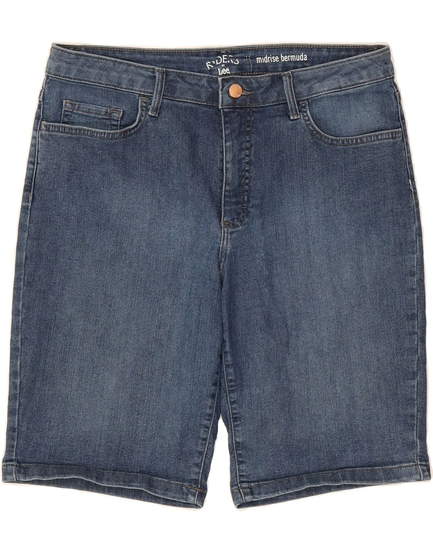 LEE Womens Riders Mid Rise Denim Shorts US 14 XL W34 Blue Cotton school clothing