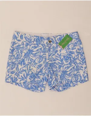 LILY PULITZER Womens Abstract Pattern Chino Shorts US 2 XS W31 Blue Cotton ski wear Sleek Waist