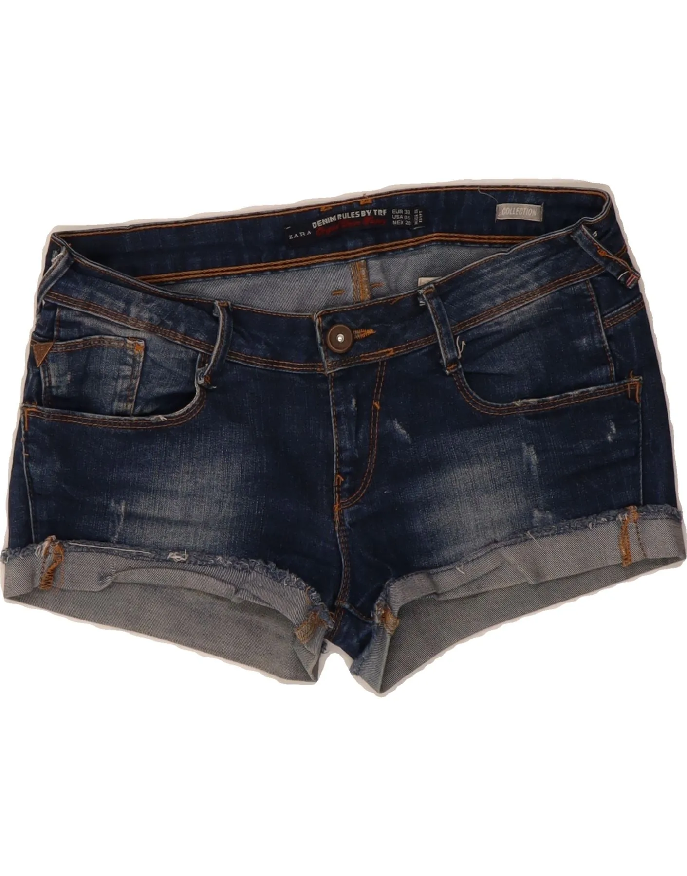 ZARA Womens Low Waist Denim Shorts EU 38 Small W28  Blue Cotton Weekend Outfit fitness industry