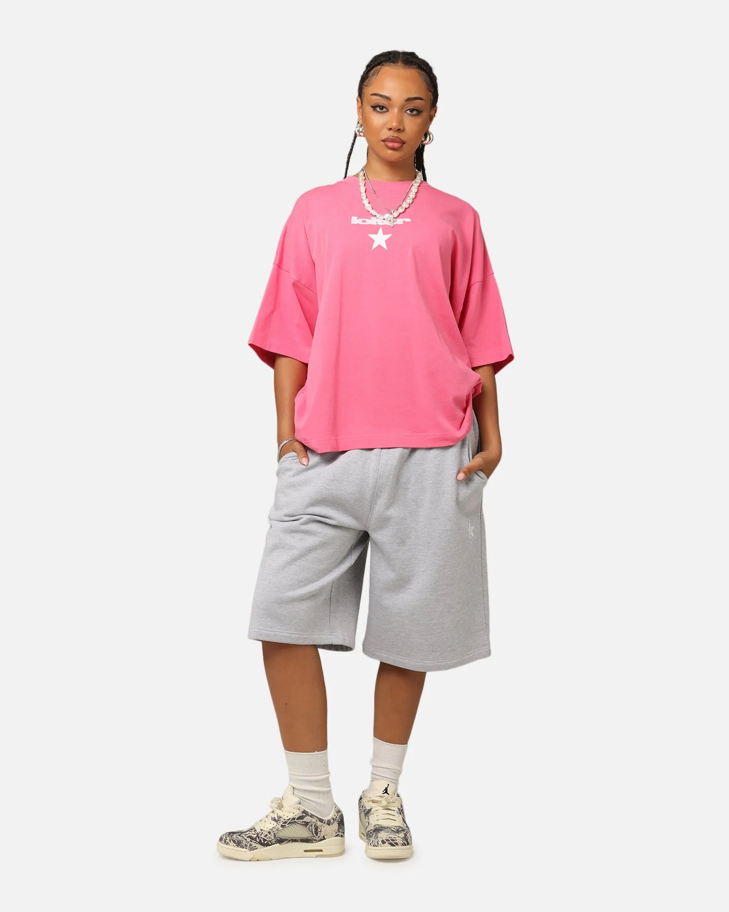 Loiter Premium Essentials Boxy T-Shirt Pink Fashion Essential spandex blend