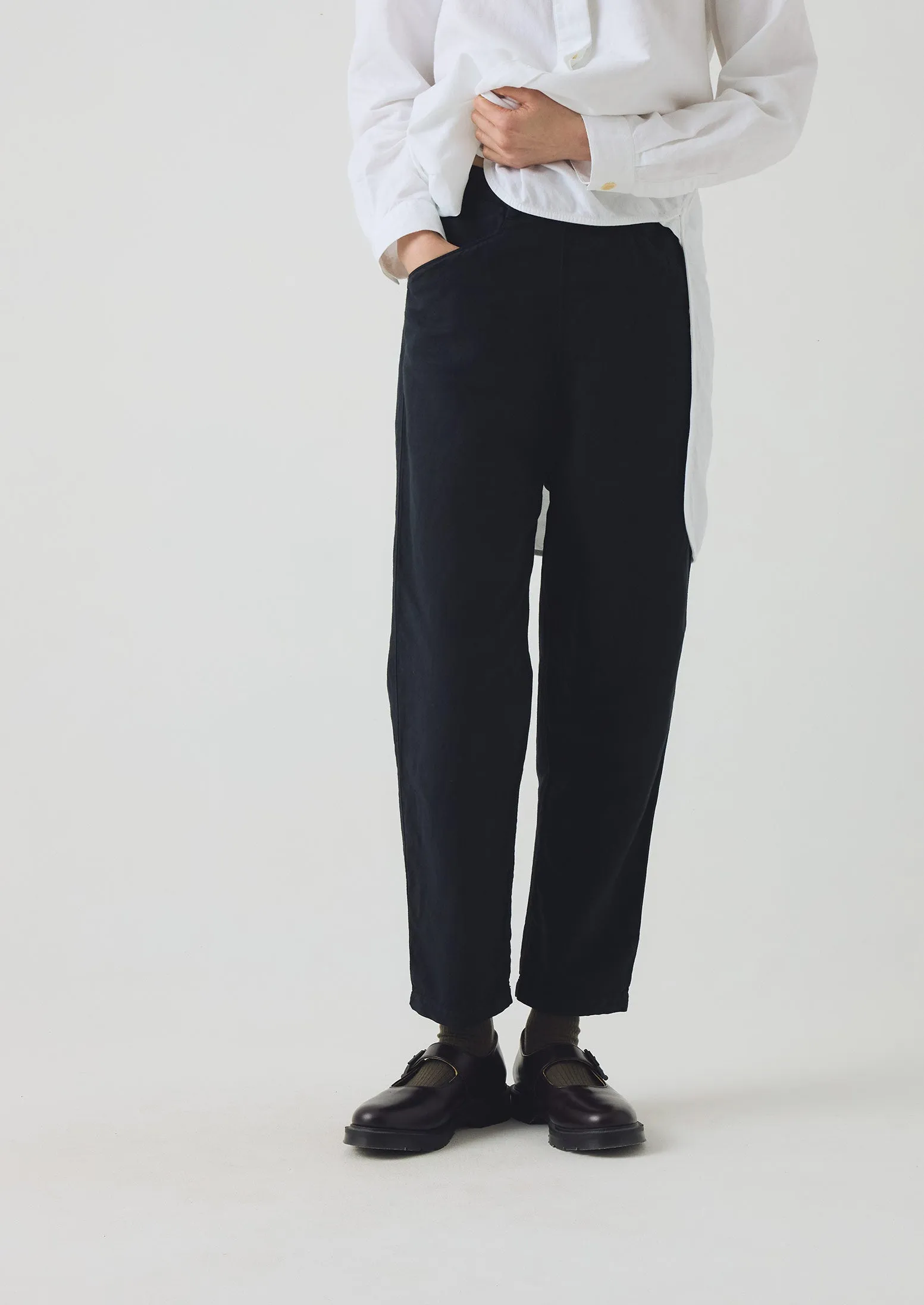 Twill Weave Texture Sustainable Material Blend Alix Cotton Linen Pants | Slate Navy