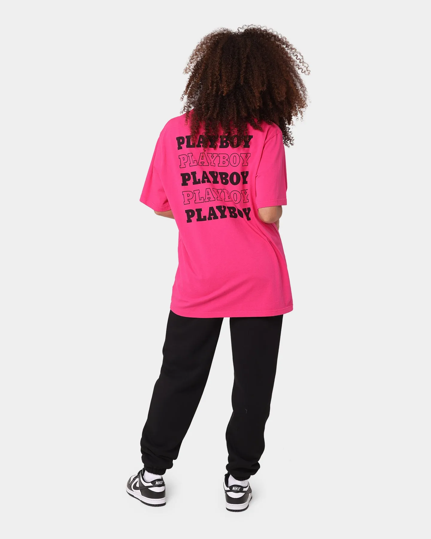 Comfy All-Day Comfort and Fit Playboy Stack T-Shirt Hot Pink